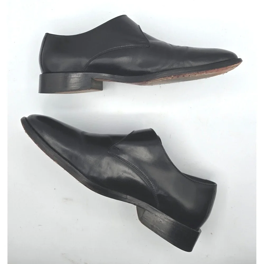 Cole Haan Mens Black Leather Monk Strap Dress Shoes C08071 Size 7.5 M